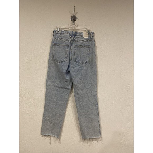 Zara Jeans Womens 4 Blue Light Wash Straight Leg Cropped Raw Hem Denim EU 36 - Picture 3 of 3